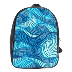 Ocean Waves Sea Abstract Pattern Water Blue School Bag (large) by Wegoenart