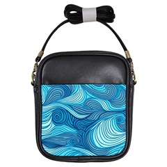 Ocean Waves Sea Abstract Pattern Water Blue Girls Sling Bag by Wegoenart