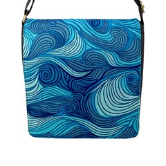 Ocean Waves Sea Abstract Pattern Water Blue Flap Closure Messenger Bag (l) by Wegoenart