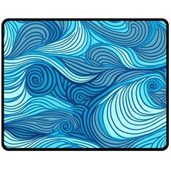 Ocean Waves Sea Abstract Pattern Water Blue Two Sides Fleece Blanket (medium) by Wegoenart