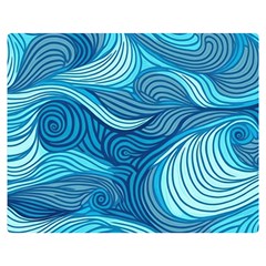 Ocean Waves Sea Abstract Pattern Water Blue Two Sides Premium Plush Fleece Blanket (medium) by Wegoenart