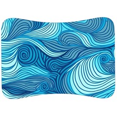 Ocean Waves Sea Abstract Pattern Water Blue Velour Seat Head Rest Cushion by Wegoenart