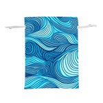 Ocean Waves Sea Abstract Pattern Water Blue Lightweight Drawstring Pouch (L) Front