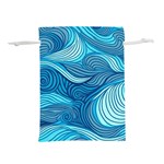 Ocean Waves Sea Abstract Pattern Water Blue Lightweight Drawstring Pouch (L) Back