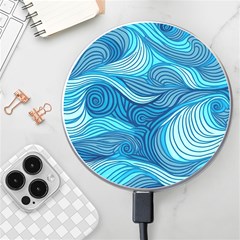 Ocean Waves Sea Abstract Pattern Water Blue Wireless Fast Charger(white) by Wegoenart