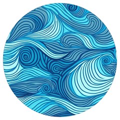 Ocean Waves Sea Abstract Pattern Water Blue Round Trivet by Wegoenart