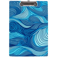 Ocean Waves Sea Abstract Pattern Water Blue A4 Acrylic Clipboard by Wegoenart