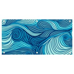 Ocean Waves Sea Abstract Pattern Water Blue Banner And Sign 4  X 2  by Wegoenart