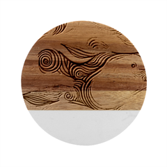 Ocean Waves Sea Abstract Pattern Water Blue Marble Wood Coaster (round) by Wegoenart