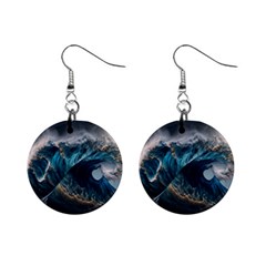 Tsunami Waves Ocean Sea Water Rough Seas Nature Mini Button Earrings by Wegoenart