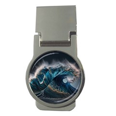 Tsunami Waves Ocean Sea Water Rough Seas Nature Money Clips (round)  by Wegoenart