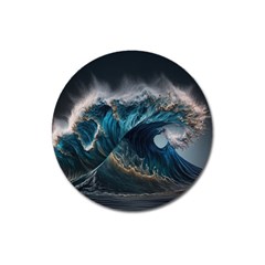 Tsunami Waves Ocean Sea Water Rough Seas Nature Magnet 3  (round) by Wegoenart