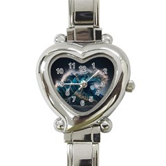 Tsunami Waves Ocean Sea Water Rough Seas Nature Heart Italian Charm Watch by Wegoenart