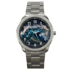 Tsunami Waves Ocean Sea Water Rough Seas Nature Sport Metal Watch by Wegoenart