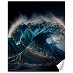 Tsunami Waves Ocean Sea Water Rough Seas Nature Canvas 11  X 14  by Wegoenart