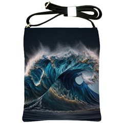 Tsunami Waves Ocean Sea Water Rough Seas Nature Shoulder Sling Bag by Wegoenart