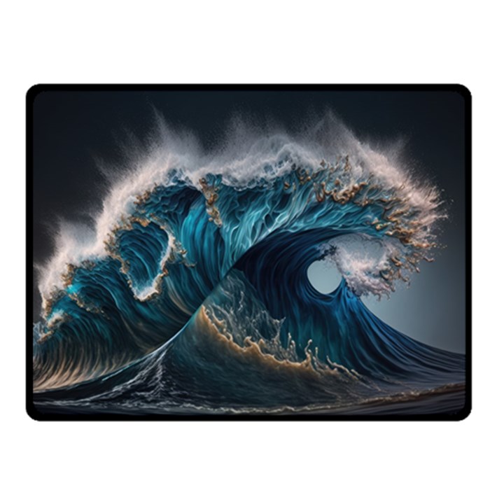 Tsunami Waves Ocean Sea Water Rough Seas Nature Fleece Blanket (Small)