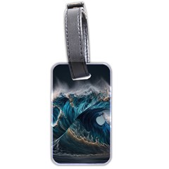 Tsunami Waves Ocean Sea Water Rough Seas Nature Luggage Tag (two Sides) by Wegoenart