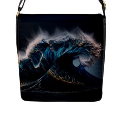 Tsunami Waves Ocean Sea Water Rough Seas Nature Flap Closure Messenger Bag (l) by Wegoenart