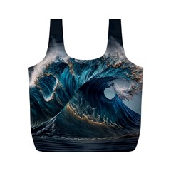 Tsunami Waves Ocean Sea Water Rough Seas Nature Full Print Recycle Bag (m) by Wegoenart