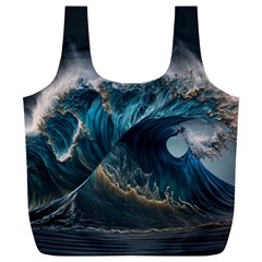 Tsunami Waves Ocean Sea Water Rough Seas Nature Full Print Recycle Bag (xl) by Wegoenart