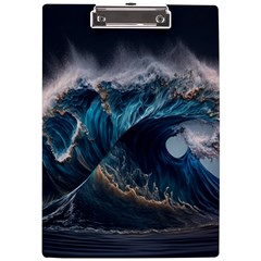 Tsunami Waves Ocean Sea Water Rough Seas Nature A4 Acrylic Clipboard by Wegoenart