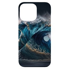 Tsunami Waves Ocean Sea Water Rough Seas Nature Iphone 14 Pro Max Black Uv Print Case by Wegoenart