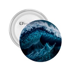 Tsunami Waves Ocean Sea Water Rough Seas Blue 2 25  Buttons by Wegoenart