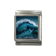 Tsunami Waves Ocean Sea Water Rough Seas Blue Italian Charm (13mm) by Wegoenart