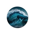 Tsunami Waves Ocean Sea Water Rough Seas Blue Magnet 3  (Round) Front