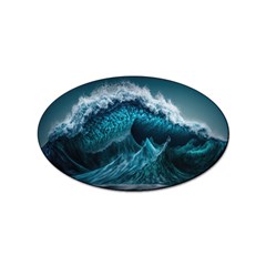 Tsunami Waves Ocean Sea Water Rough Seas Blue Sticker Oval (10 Pack)