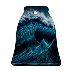 Tsunami Waves Ocean Sea Water Rough Seas Blue Ornament (bell) by Wegoenart