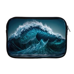 Tsunami Waves Ocean Sea Water Rough Seas Blue Apple Macbook Pro 17  Zipper Case by Wegoenart