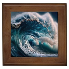 Tsunami Waves Ocean Sea Water Rough Seas Framed Tile