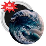 Tsunami Waves Ocean Sea Water Rough Seas 3  Magnets (10 pack)  Front