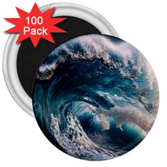 Tsunami Waves Ocean Sea Water Rough Seas 3  Magnets (100 Pack) by Wegoenart