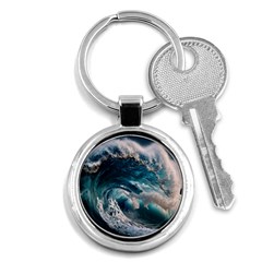 Tsunami Waves Ocean Sea Water Rough Seas Key Chain (Round)