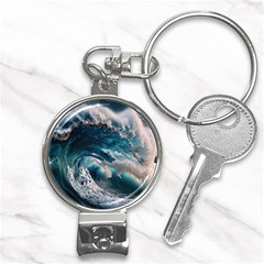 Tsunami Waves Ocean Sea Water Rough Seas Nail Clippers Key Chain by Wegoenart