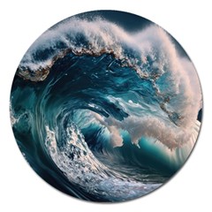 Tsunami Waves Ocean Sea Water Rough Seas Magnet 5  (round) by Wegoenart