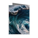 Tsunami Waves Ocean Sea Water Rough Seas Mini Greeting Card Right