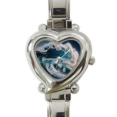 Tsunami Waves Ocean Sea Water Rough Seas Heart Italian Charm Watch by Wegoenart