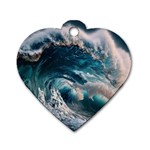 Tsunami Waves Ocean Sea Water Rough Seas Dog Tag Heart (Two Sides) Front