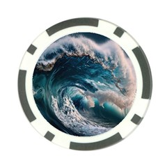 Tsunami Waves Ocean Sea Water Rough Seas Poker Chip Card Guard by Wegoenart