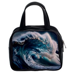 Tsunami Waves Ocean Sea Water Rough Seas Classic Handbag (two Sides) by Wegoenart