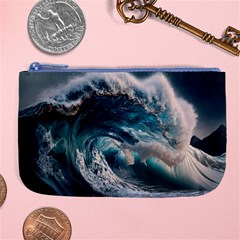 Tsunami Waves Ocean Sea Water Rough Seas Large Coin Purse by Wegoenart