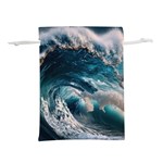 Tsunami Waves Ocean Sea Water Rough Seas Lightweight Drawstring Pouch (M) Front