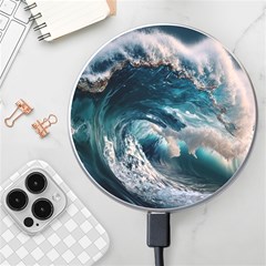 Tsunami Waves Ocean Sea Water Rough Seas Wireless Fast Charger(white) by Wegoenart