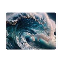 Tsunami Waves Ocean Sea Water Rough Seas Premium Plush Fleece Blanket (Mini)