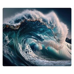 Tsunami Waves Ocean Sea Water Rough Seas Premium Plush Fleece Blanket (Small)