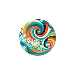 Waves Ocean Sea Abstract Whimsical Abstract Art 2 Golf Ball Marker by Wegoenart